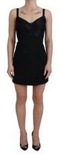 Dolce & Gabbana Black Fit Wool Stretch Sheath Mini Women's Dress