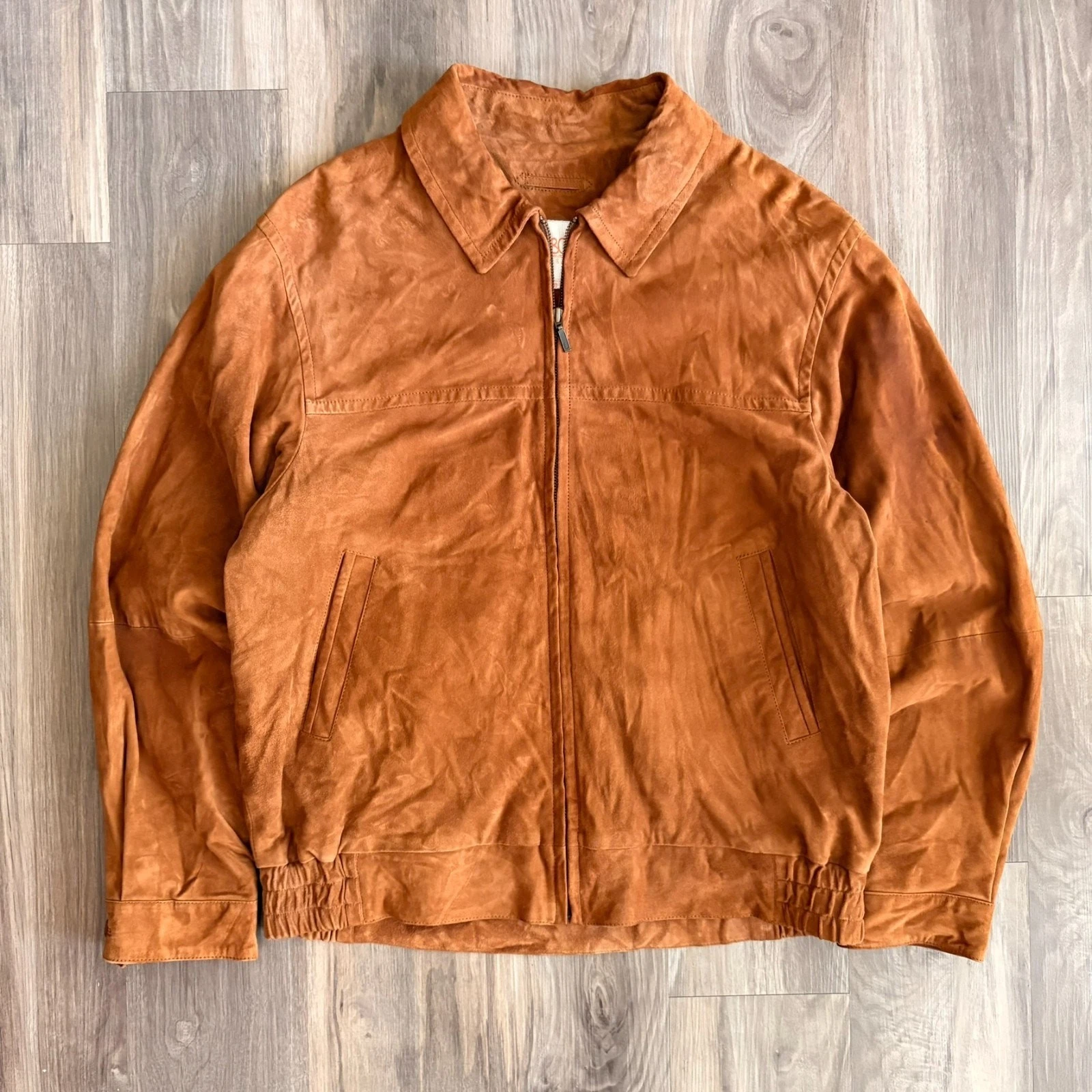 Bod & Christensen Suede Leather Jacket Men's Size 40 M/L Brown Zip Up Worn