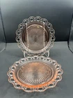 Lot of 2 Dinner Serving Plates 10.25" Pink Old Colony Depression Glass Open Lace