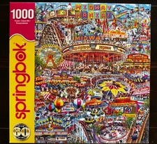 Springbok Puzzle 1000 Piece MIDWAY MANIA Michael Fishel 2023  Amusement Park Fun