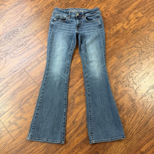 American Eagle Jeans Womens 0 S Boot Cut Low Rise Distressed Stretch Kick 25x28