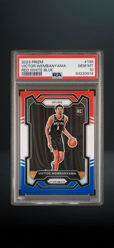 2023-24 Panini Prizm Victor Wembanyama RC #136 Red White & Blue PSA 10
