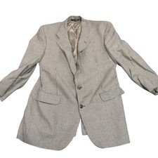 Burberrys Vintage Mens Houndstooth Blazer Sport Coat Tan Black Red Check 2 Butto