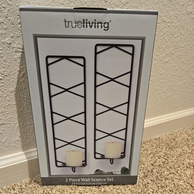 New 2 Piece Hanging Wall Scone Set Metal Votive Candle Holder Industrial Dec