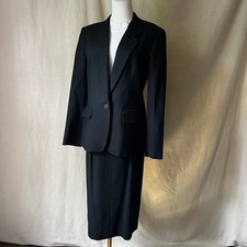 Vintage Pendleton Black Wool Skirt Suit 2 Piece Blazer Size 10 Made in USA