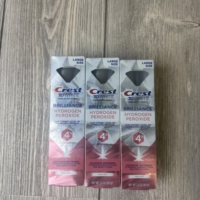 3x Crest 3D Brilliance Hydrogen Peroxide 4% Advanced Whitening Toothpaste 3.8oz