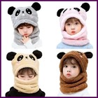Cartoon Hat for Girls Boys Scarf Thicken Cap Winter Hat for Kids Newborn Baby