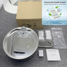 Automatic Pet Water Dispenser  Filter cotton 108oz/3.2L Stainless Steel