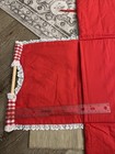 Cloth Casserole Carrier Wooden Handles Gingham Print With Lace Masonite Bottom — photo 10