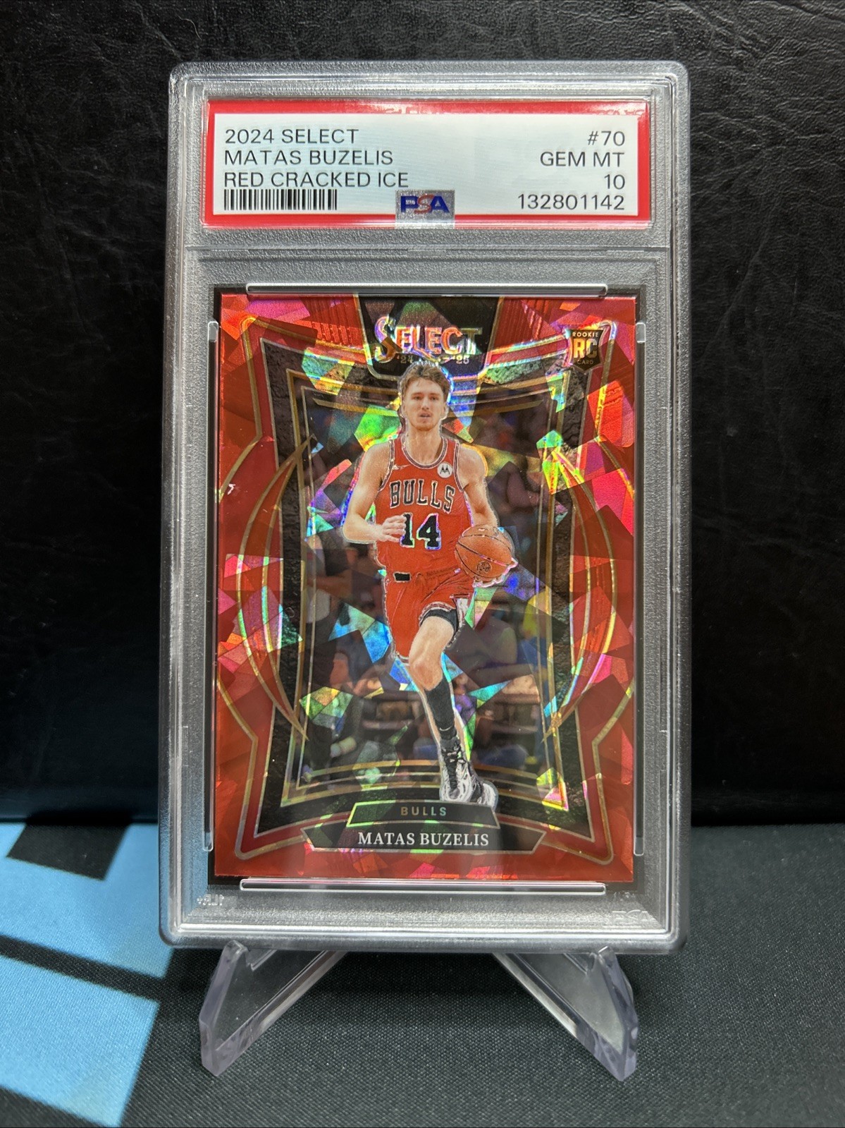 MATAS BUZELIS 2024-25 Select #70 Red Cracked Ice Rookie Prizm COLOR MATCH PSA 10
