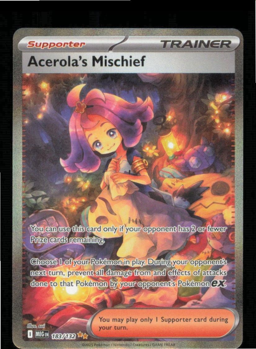 acerola pokemon card price 2025 Pokemon Mega Evolutions Acerolas mischief ultra rare SIR supporter card