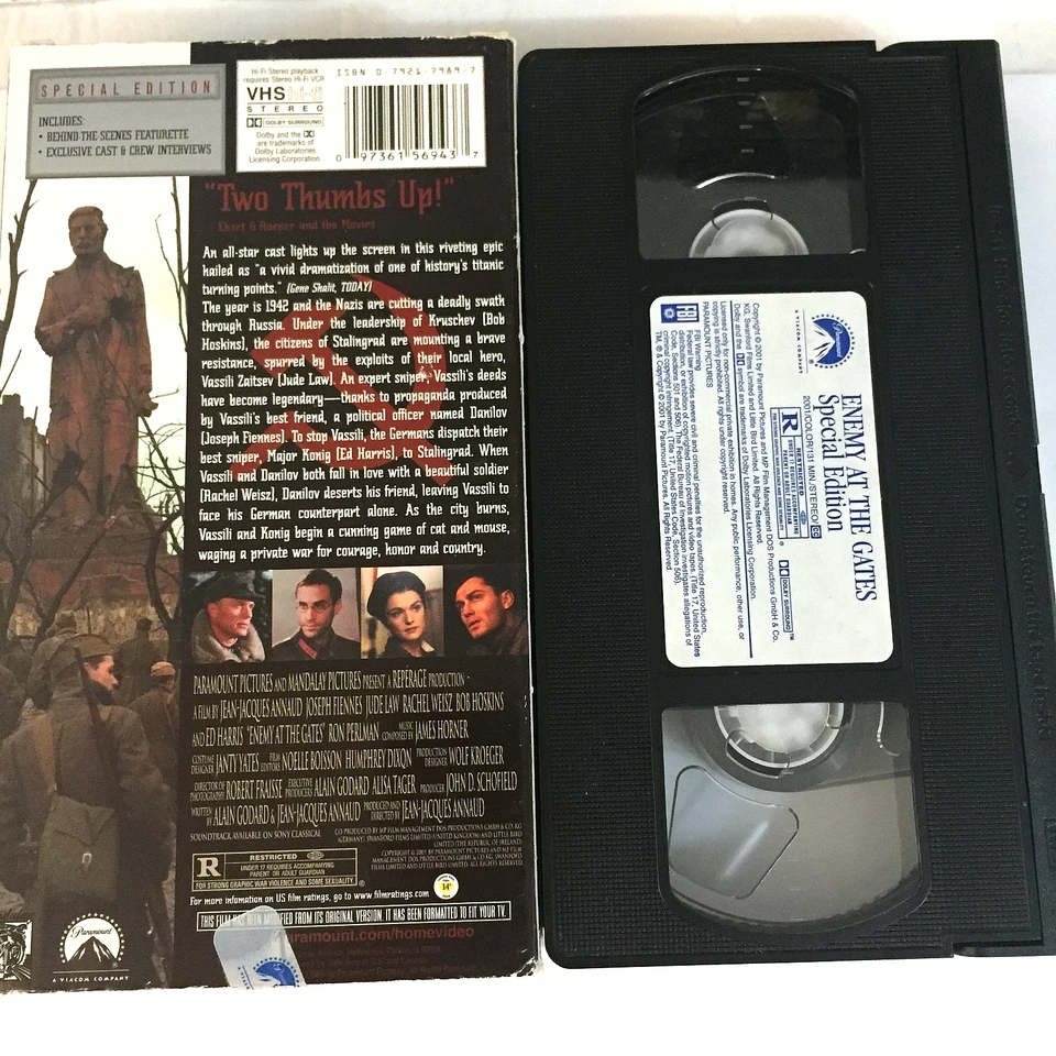 Enemy At The Gates Special Edition VHS Tape - Ships with Tracking Foto 2 de 2