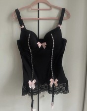 Pink & black Satin lovehoney Corset Top Alt Y2K Fashion Size L