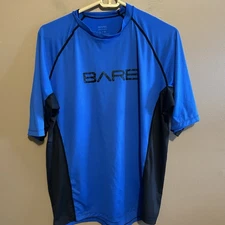 Bare Sunguard Men's Rash Guard Short Sleeve Shirt Blue Size Large