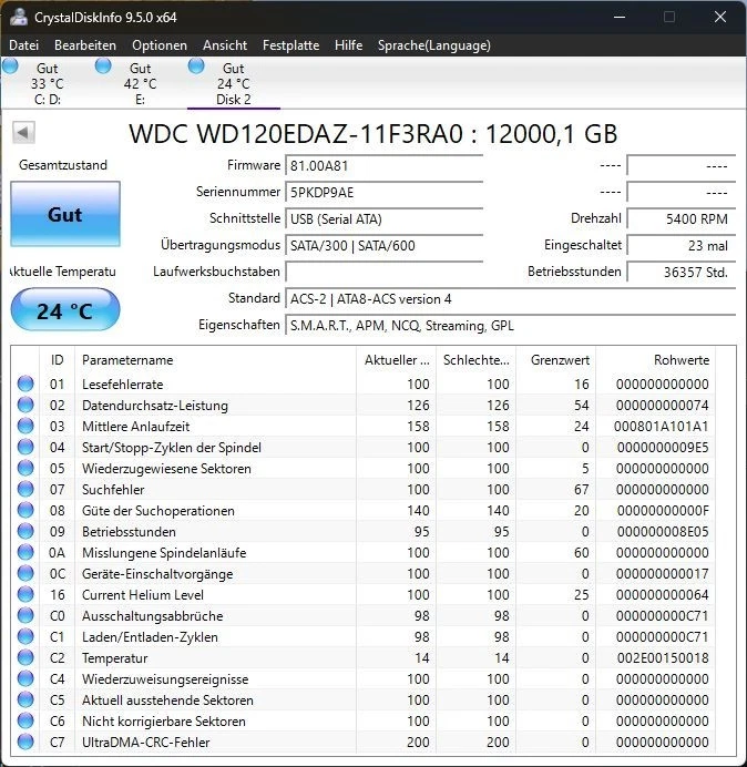 1x 12TB WD120EDAZ SATA-HDD Top Zustand, sehr fairer Preis - Bild 2 von 2