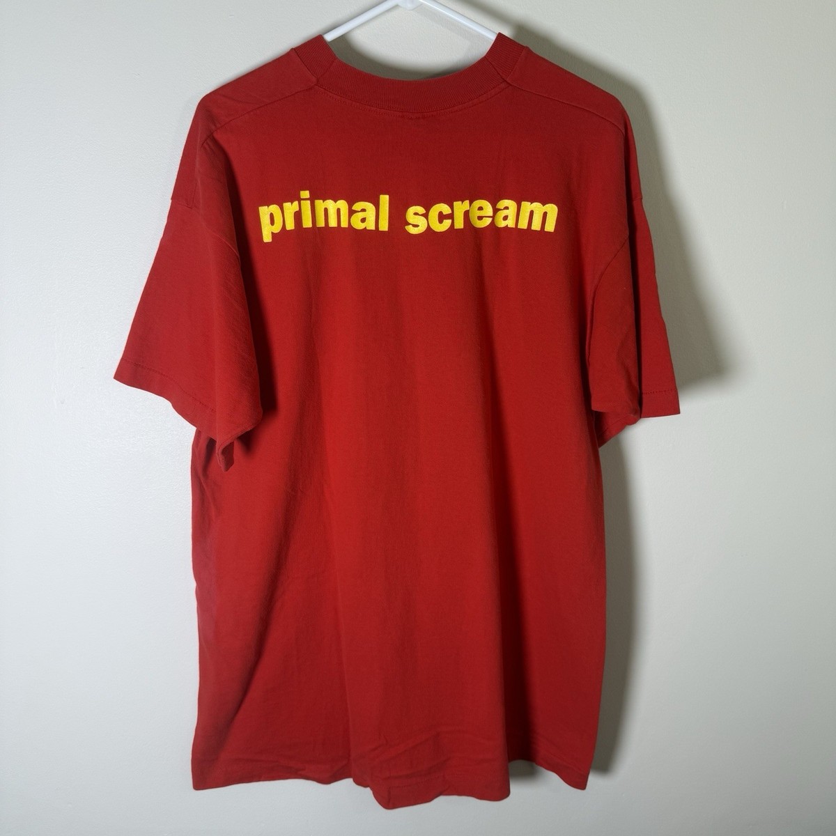 Vintage 90s Primal Scream Screamadelica Rock Band Red Tee Shirt