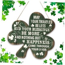 St Patrick's Day Door Decorations Green Shamrock Welcome Wooden Classic Style
