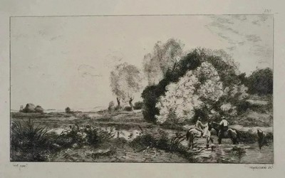 JB Camille COROT (Nach), Reiter, SIGNIERTER DRUCK, Durand Ruel, 1873