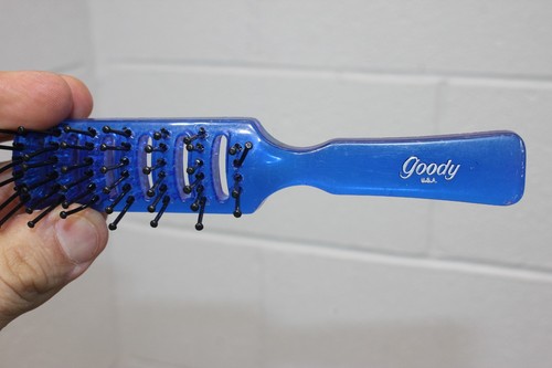 Mini spazzola per capelli vintage BUONA punta a fungo 6" plastica blu, PULITA! Usato in ottime condizioni! - Foto 2 di 12