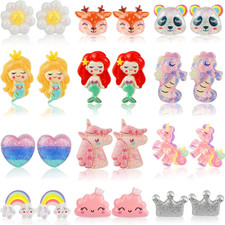 Clip on Earrings Hypoallergenic Clips Earrings Sets Suitable for Ages 4-12 Littl