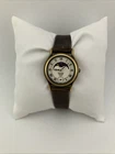 Vtg Seiko Alba Ladies 25mm Moonphase Watch Copper Tone Leather v806-0170 -RUNS
