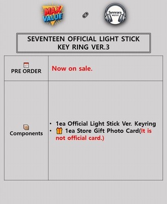SEVENTEEN OFFICIAL LIGHT STICK KEY RING VER.3 with GIFT SVT