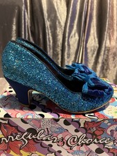 Irregular Choice Size 5 Blue Glitter “Kanjanka” Courts With Bows