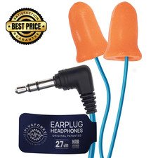 Plugfones Basic Earplug Headphones Earplug-Earbud 1 Count Pack of 1 , Orange