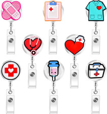 8 Pack Nurse Badge Reels Retractable Cute ID Holders for Medical Staff