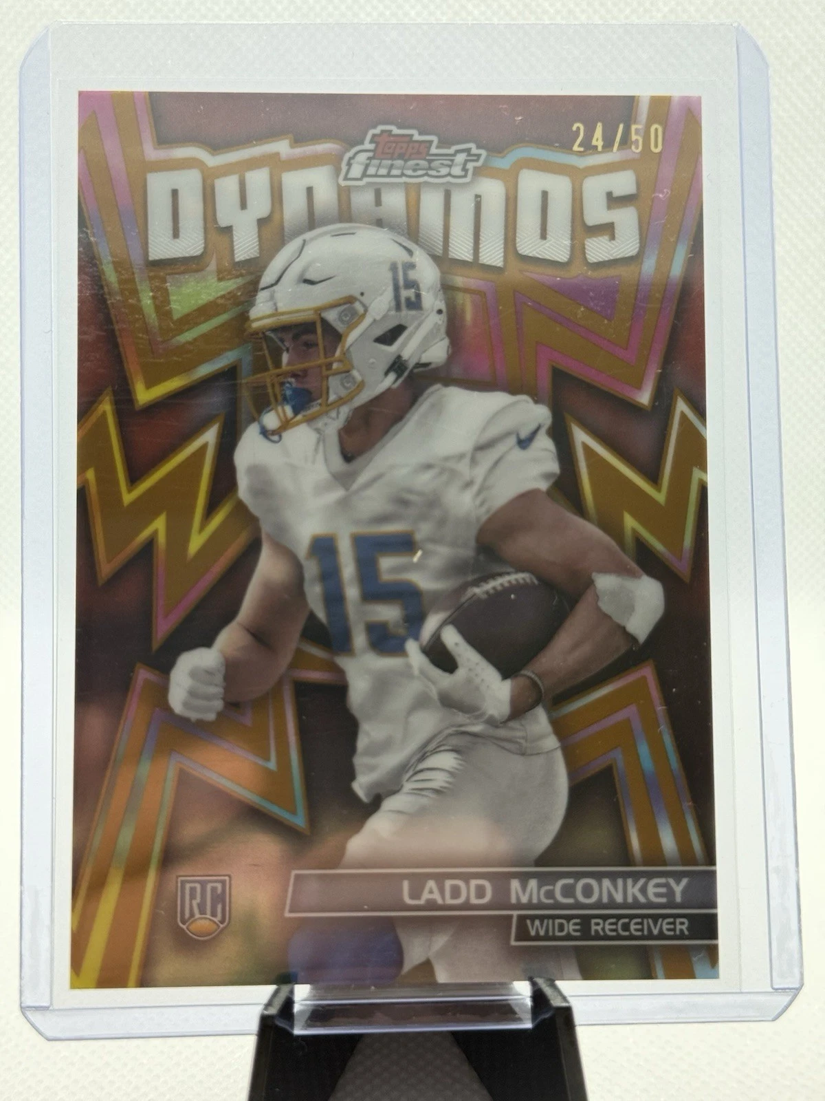 Ladd McConkey Topps Finest Dynamos #DYN11 Gold Refractor