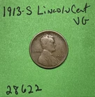 1913-S Lincoln Wheat Cent  / Penny 1c VG Very Good See Pics
