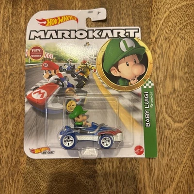 Hot Wheels Mario Kart Collectible Diecast Character Cars Figure Baby Luigi