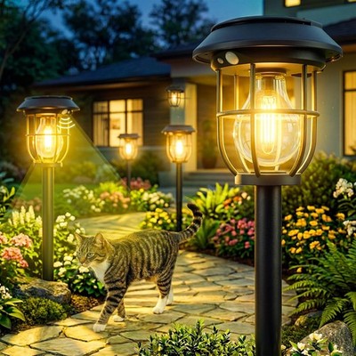 8Pack LED Solar Pathway Lights Outdoor Motion Sensor Landscape Garden Wall Lamps