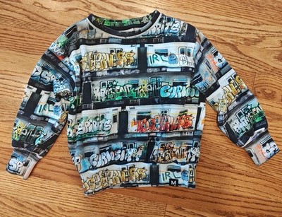Molo Kids Sweat Shirt Graffiti Print Size 110, Black/White