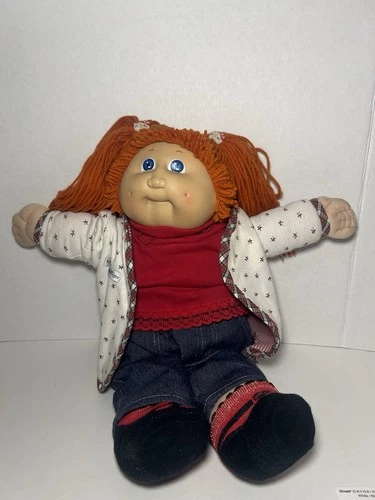 Vintage Cabbage Patch Kids Doll With Red Long Hair, Blue Eyes,Casual Outfit Read