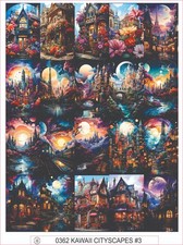 KAWAII CITYSCAPES 3 - COMPLETE SHEET OF 20 STICKERS