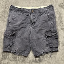 Vintage Abercrombie Fitch Shorts Mens 32 Blue Cargo Paratrooper Distressed Y2K