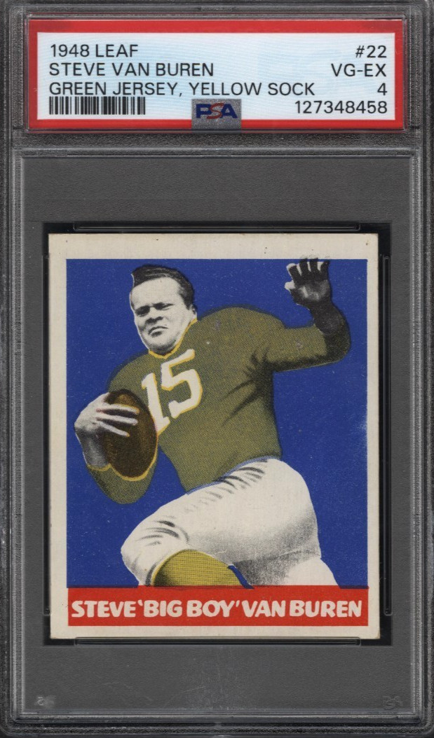 1948 Leaf #22 STEVE VAN BUREN RC Green Jersey Yellow Sock PSA VG-EX 4+ New Grade