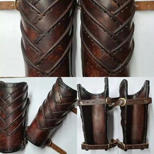 Halloween Viking Leather Woven Vambraces Larp Cosplay Armor Armguard Costume - Picture 5 of 8