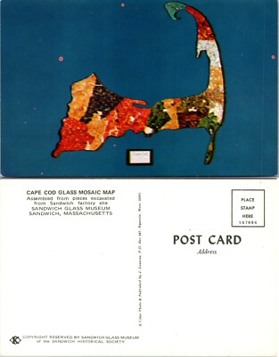 Cape Cod Glass Mosaic Map Massachusetts MA Postcard