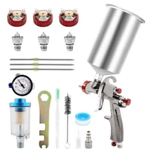 3 Nozzles R500 LVLP Air Spray Gun Car Gravity Airbrush Painting Gun 1000cc Cup