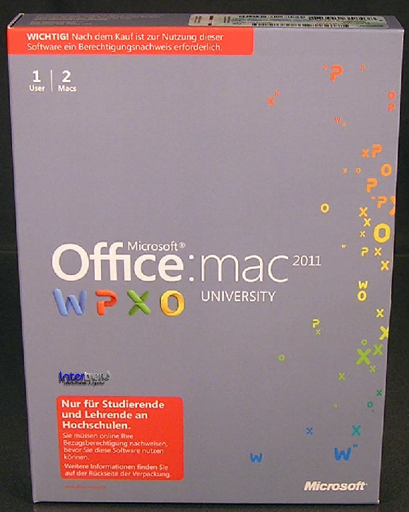 Microsoft Office Mac 2011 University 2 Mac Box + DVD OVP NEU - Bild 3 von 4