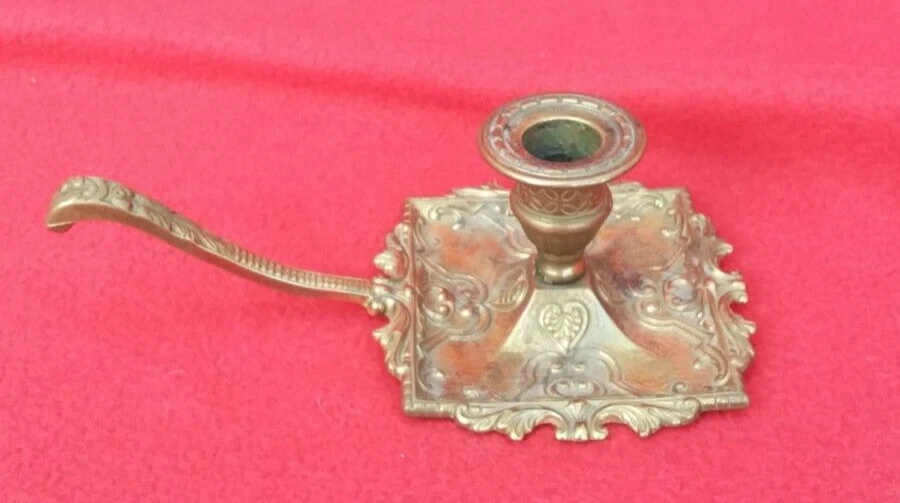 Vase Bougeoir Ancien En Cuivre Argenté - Déco Vintage Rétro Bohème - Très Bon état