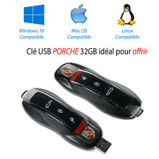USB stick PORCHE 32GB file system FAT32, NTFS compatible Windows, Mac OS, Linux.