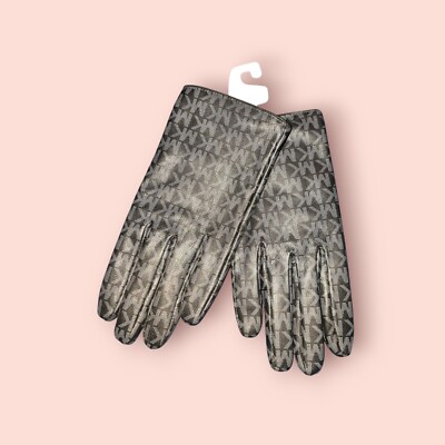 MICHAEL KORS Womens Sz L Signature Logo Leather Gloves