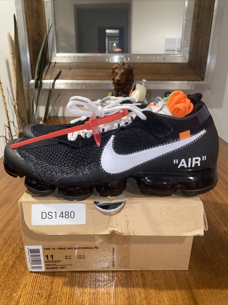 NIKE OFF WHITE AIR VAPORMAX THE TEN DS BLACK US 100% Authentic Virgil Abloh |