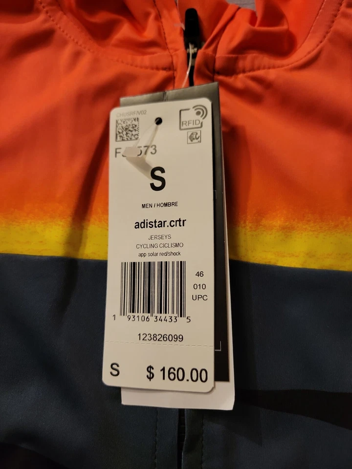 Camiseta deportiva de ciclismo Adidas Adistar negra solar roja amarilla choque FJ6573 para hombre pequeña Foto 2 de 3