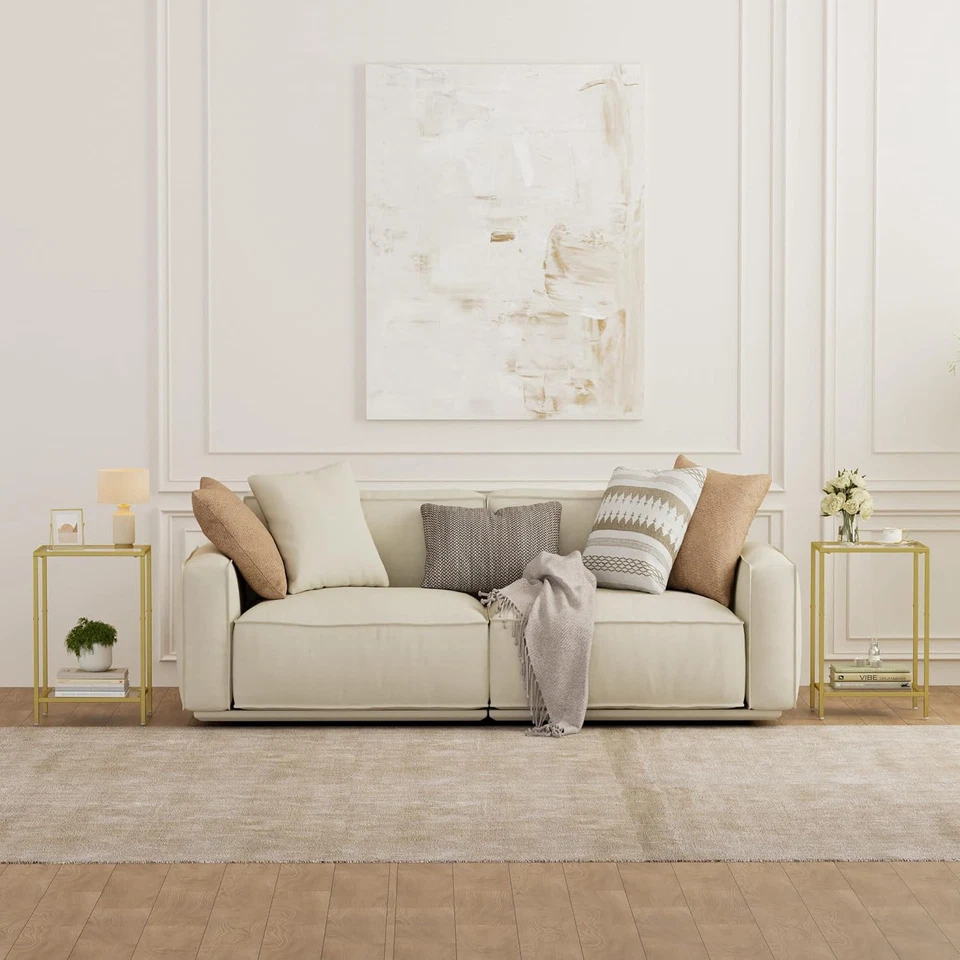 Side Tables Set of 2, End Tables with Tempered Glass, 2-Tier Nightstands with St - Image 2 of 4