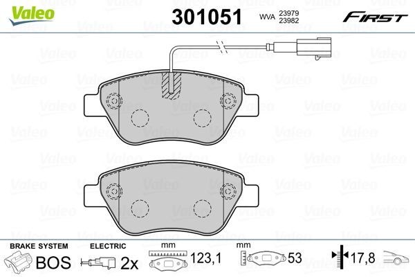 Valeo 301051 Bremsbelagsatz, Scheibenbremse FüR Alfa Romeo CitroËN Fiat-image