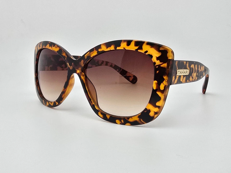 Gafas de sol Tahari TH558 Tokyo marco tortuga marrón lentes degradadas ojo de gato 55 mm Foto 3 de 4